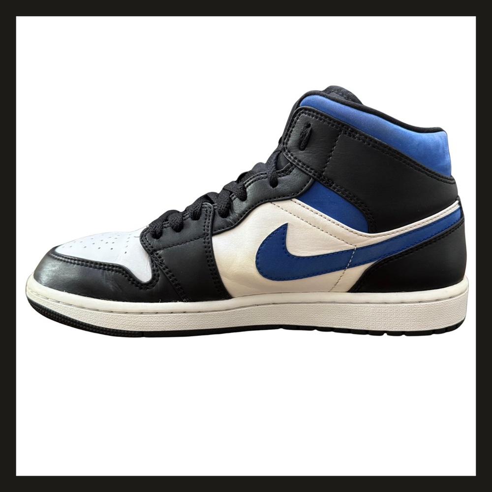 Nike Air Jordan 1 Mid 554724-140 Racer Blue Black White Mens 9.5 Great Condition - Picture 2 of 16